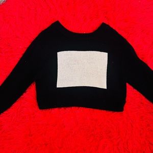 Local SF Artist slouchy 1/2 sweater black and white knit Kathryn McCarron